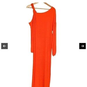 Elizabeth and James Vibrant Orange One-Shoulder Dress